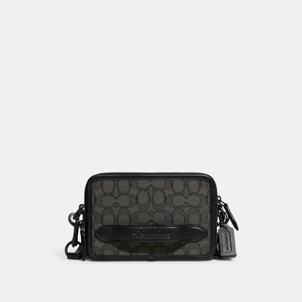 Bolsas Crossbody Coach Charter Crossbody In Signature Jacquard Masculino Cinzentas Pretas | IMDOFQZ-02