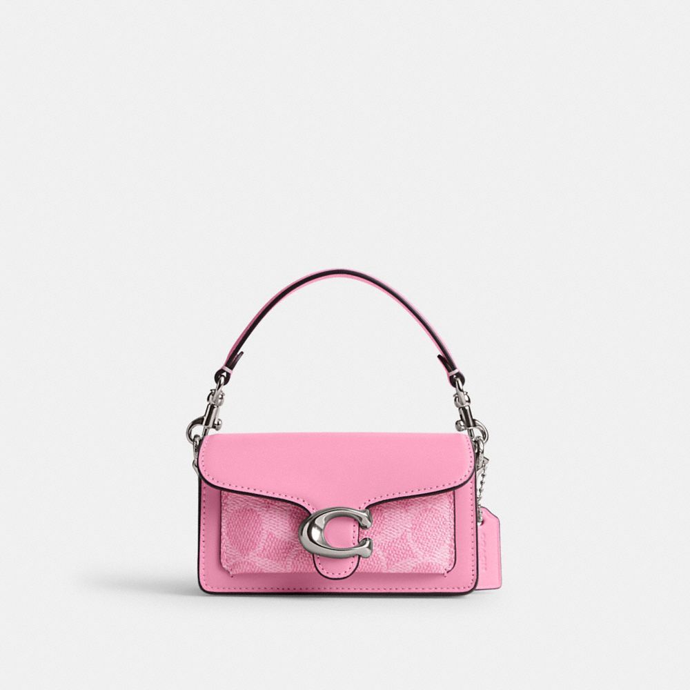 Bolsas Crossbody Coach Tabby Bag 12 In Signature Canvas Feminino Prateadas Rosa | XYADHLQ-35