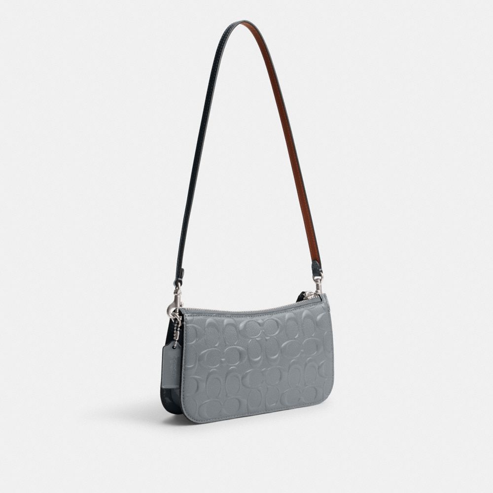 Bolsas De Ombro Coach Penn Shoulder Bag In Signature Leather Feminino Prateadas Cinzentas Azuis | YNRDIGP-73