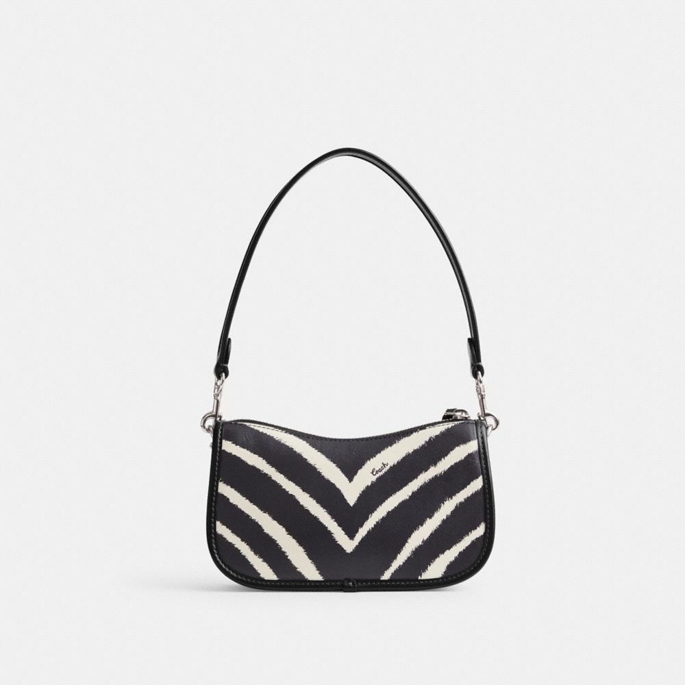 Bolsas De Ombro Coach Swinger Bag 20 With Zebra Print Feminino Prateadas | GPLRBES-64