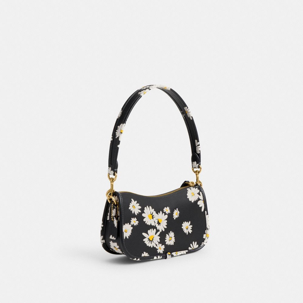 Bolsas De Ombro Coach Swinger Bag 20 With Floral Print Feminino Pretas Multicoloridas | PUHMVZR-83