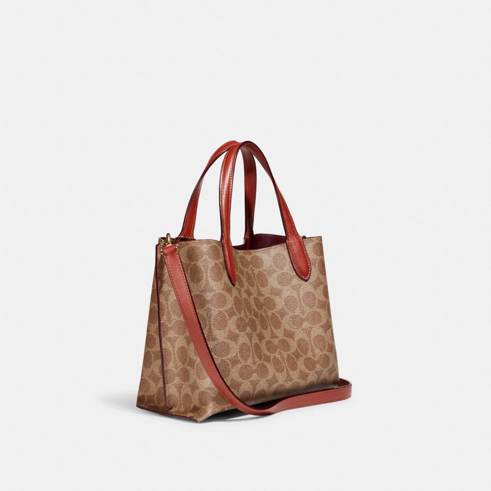 Bolsas Tote Coach Willow Tote Bag 24 In Signature Canvas Feminino Marrom Vermelhas | DWGYMIA-59