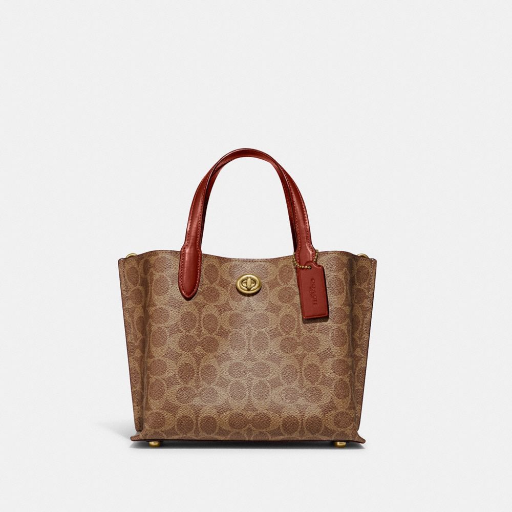 Bolsas Tote Coach Willow Tote Bag 24 In Signature Canvas Feminino Marrom Vermelhas | DWGYMIA-59