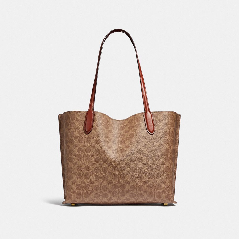 Bolsas Tote Coach Willow Tote Bag In Signature Canvas Feminino Marrom Vermelhas | NOCLYXP-85