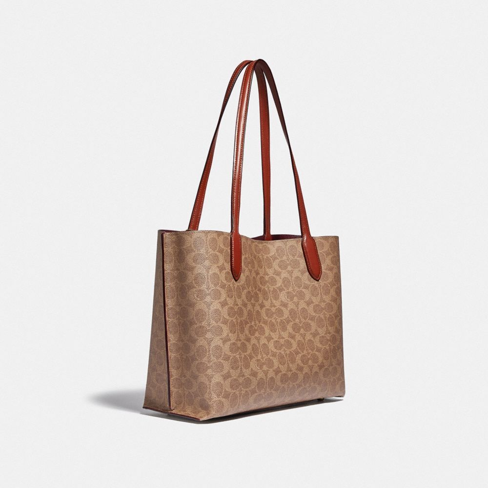 Bolsas Tote Coach Willow Tote Bag In Signature Canvas Feminino Marrom Vermelhas | NOCLYXP-85