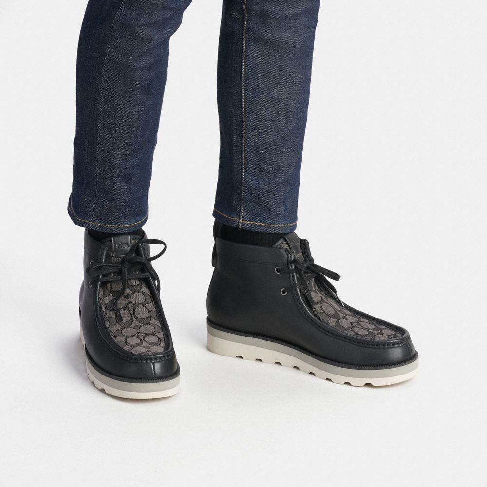 Botas Coach Chukka Boot In Signature Jacquard Masculino Pretas | YBAZQMR-83