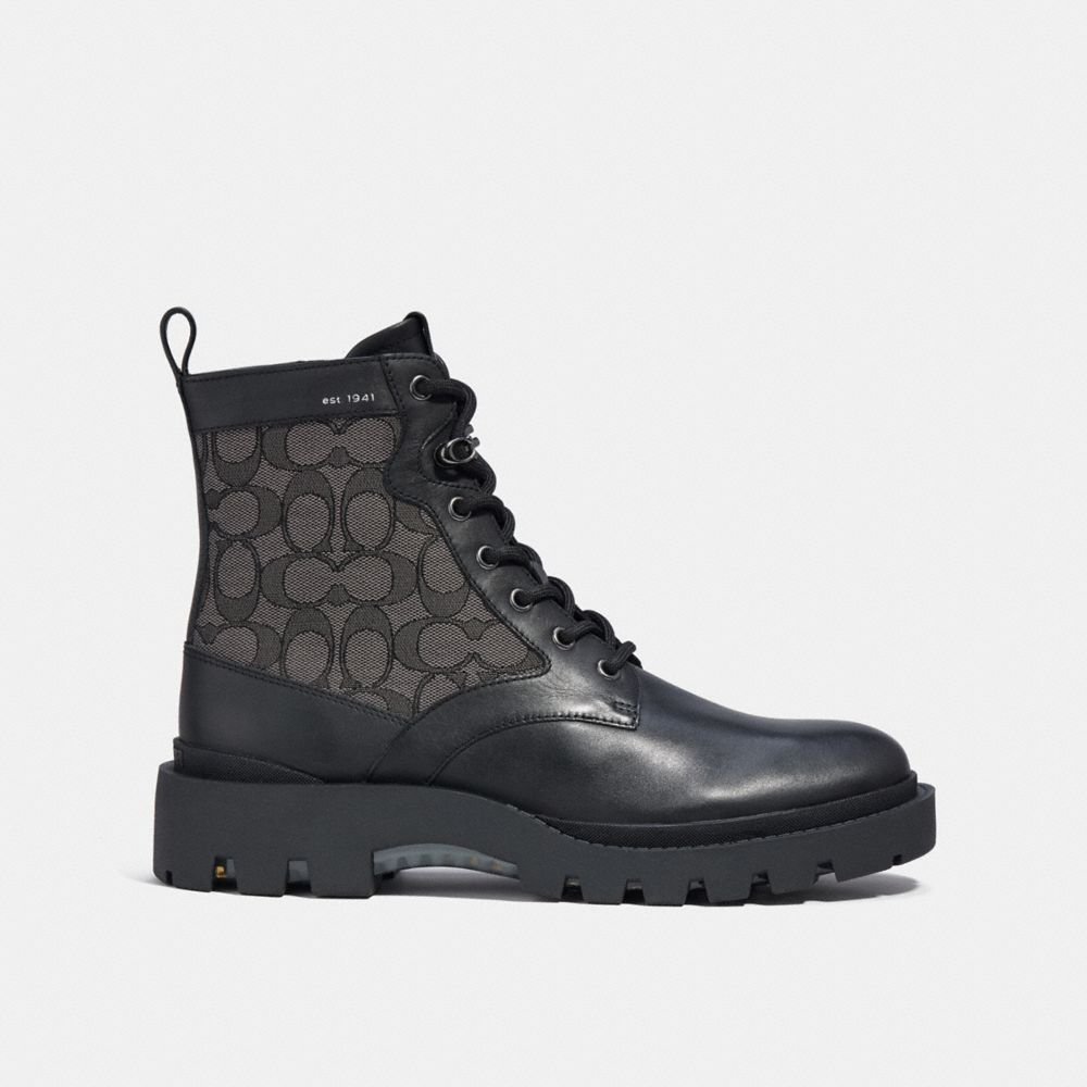 Botas Coach Citysole Lace Up Boot In Signature Jacquard Masculino Pretas | ZWEPLUK-18