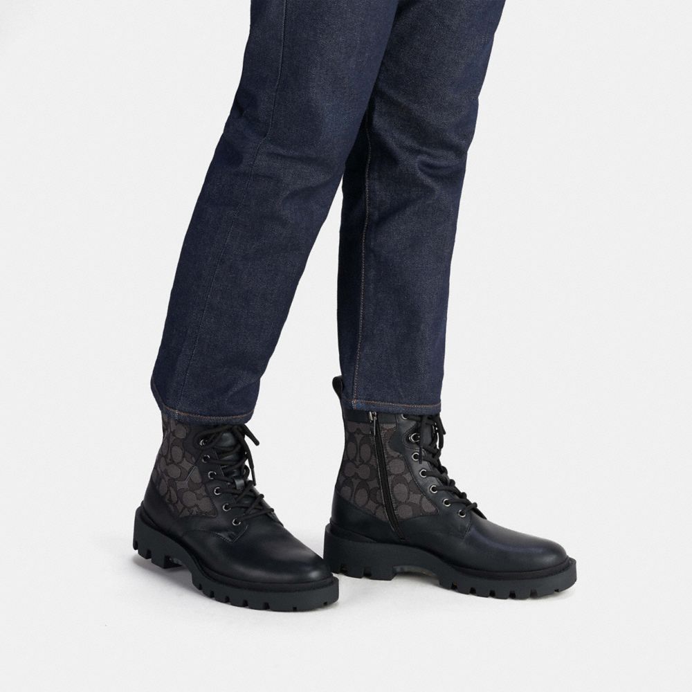 Botas Coach Citysole Lace Up Boot In Signature Jacquard Masculino Pretas | ZWEPLUK-18