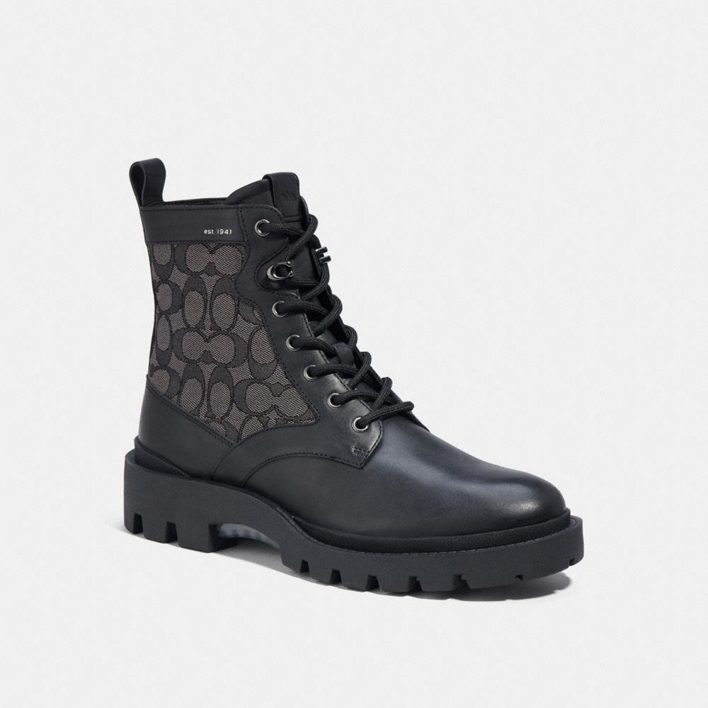 Botas Coach Citysole Lace Up Boot In Signature Jacquard Masculino Pretas | ZWEPLUK-18