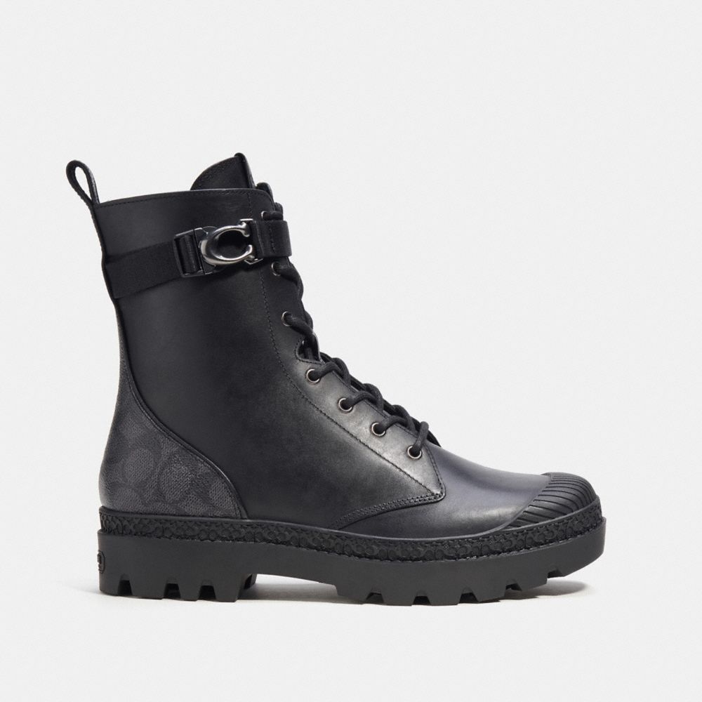 Botas Coach Tucker Boot With Signature Canvas Masculino Pretas | BQWGORU-79