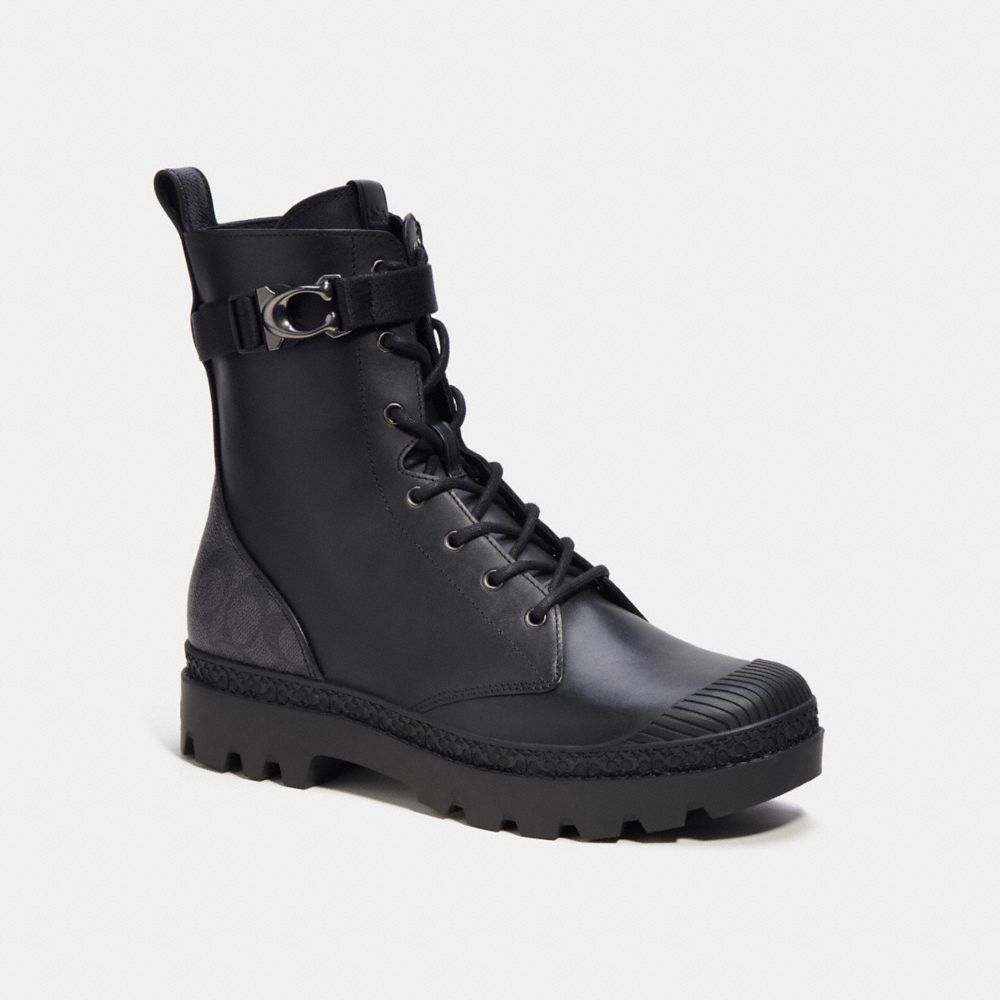 Botas Coach Tucker Boot With Signature Canvas Masculino Pretas | BQWGORU-79