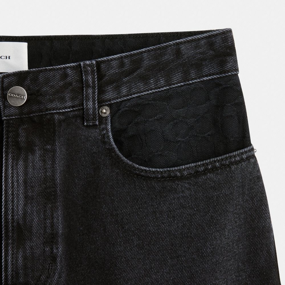 Calças Coach Black Taper Jeans In Organic Cotton Masculino Pretas | XRLZJNO-60