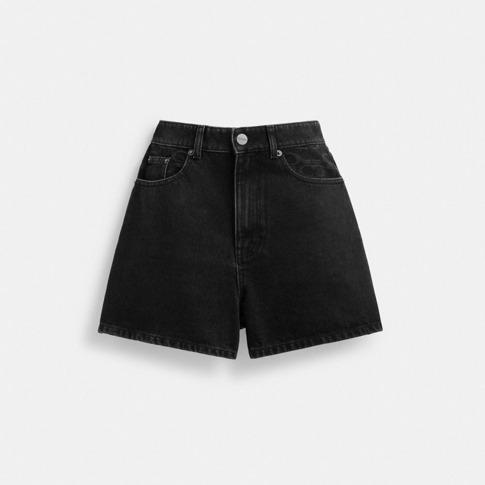 Calças Coach Denim Shorts In Organic Cotton Feminino Pretas | HEWJGSF-65