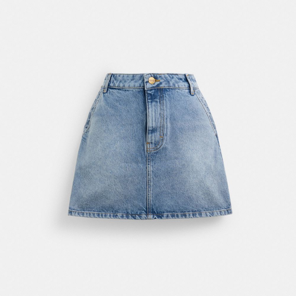 Calças Coach Denim Skirt Feminino Azuis | SUFLNBY-92