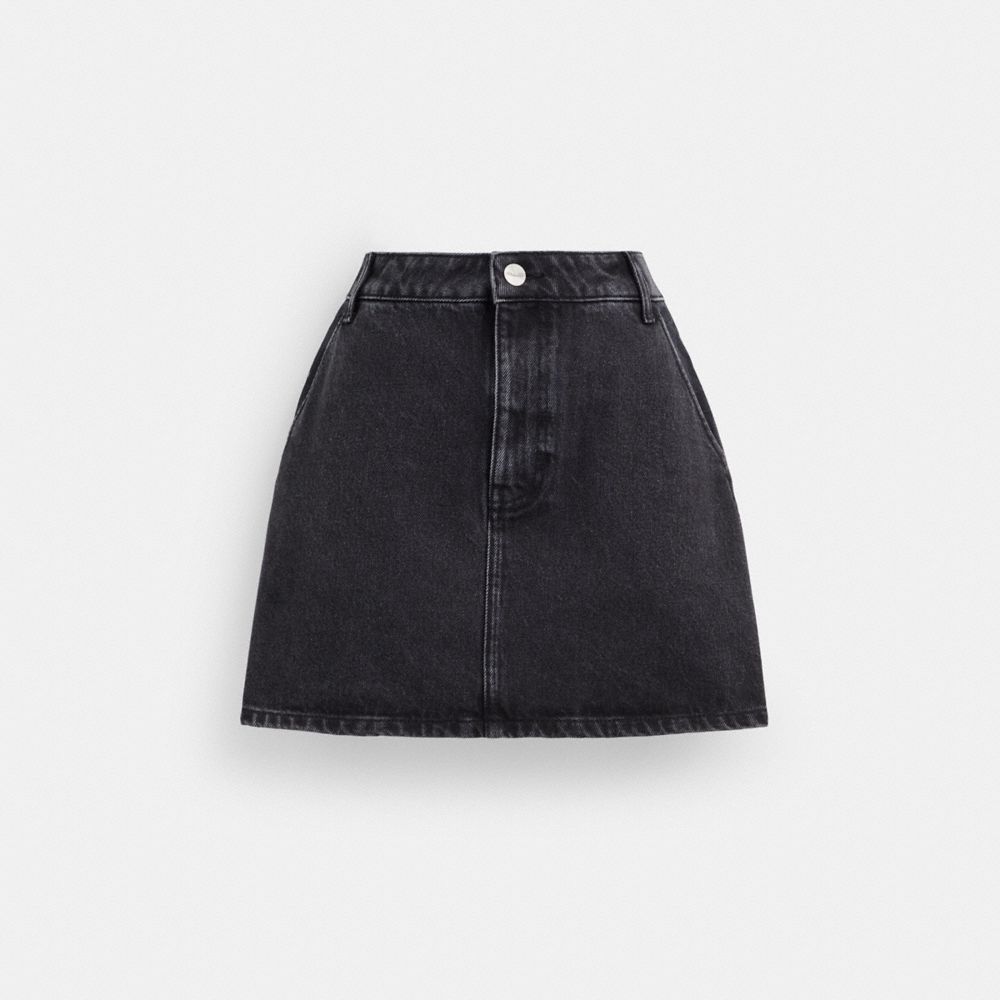 Calças Coach Denim Skirt In Organic Cotton Feminino Pretas | UVJGXNM-83