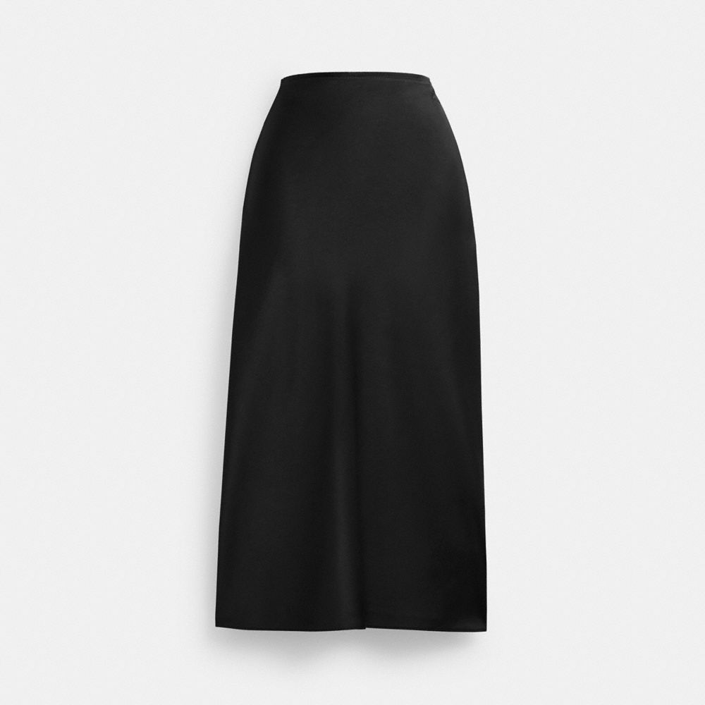 Calças Coach Long Satin Midi Skirt Feminino Pretas | DCGRHSQ-62