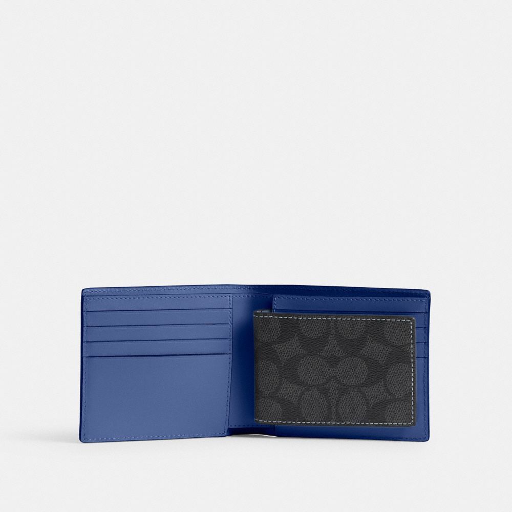 Carteiras Coach 3 In 1 Wallet In Signature Canvas Masculino Cinzentas | EFVTCXH-20