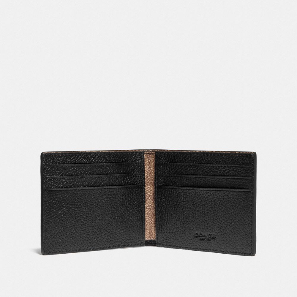 Carteiras Coach Slim Billfold Wallet With Signature Canvas Detail Masculino Pretas Caqui | OBUIDFH-25