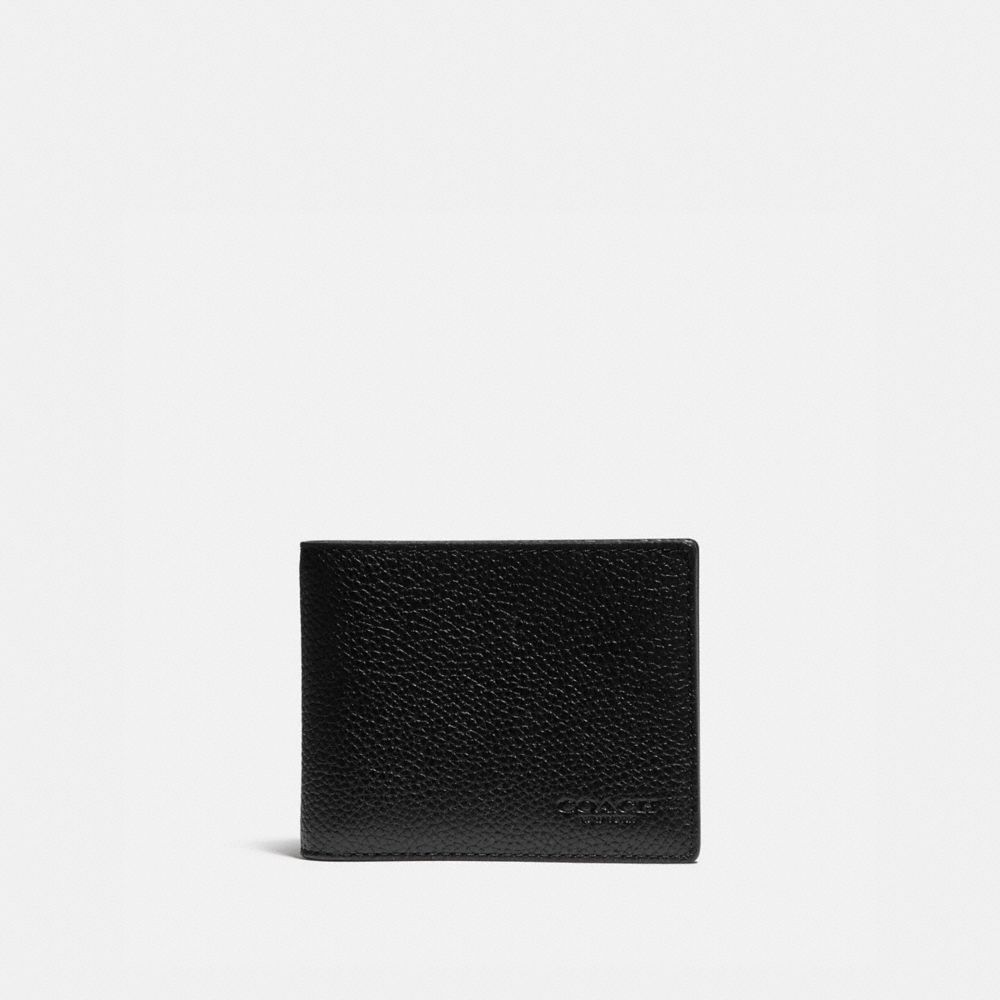 Carteiras Coach Slim Billfold Wallet With Signature Canvas Detail Masculino Pretas Caqui | OBUIDFH-25