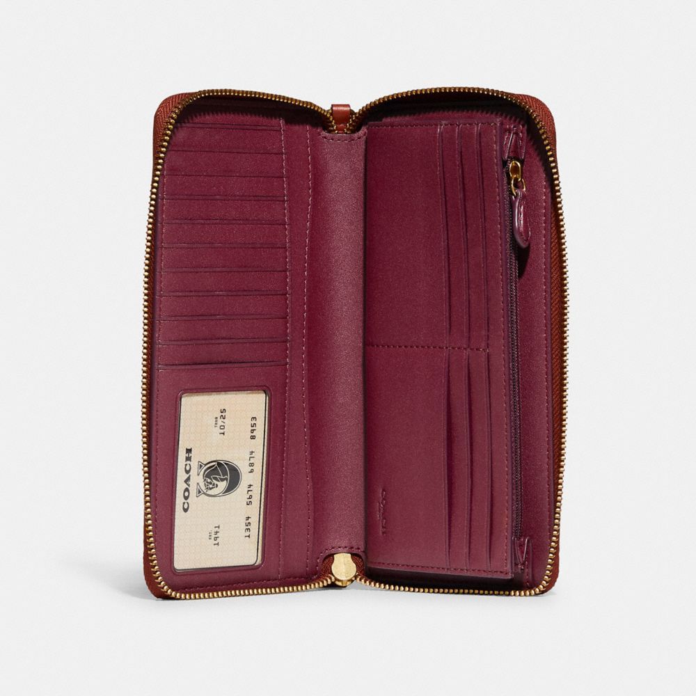 Carteiras Grandes Coach Continental Wallet In Signature Canvas Feminino Marrom Vermelhas | PERLCNY-07