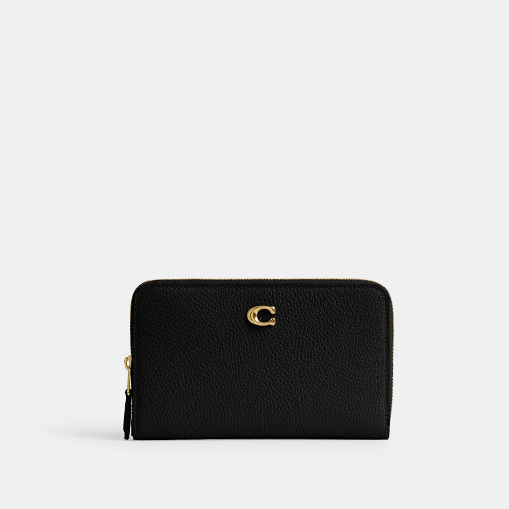 Carteiras Grandes Coach Essential Medium Zip Around Wallet Feminino Pretas | AXLCDUF-17