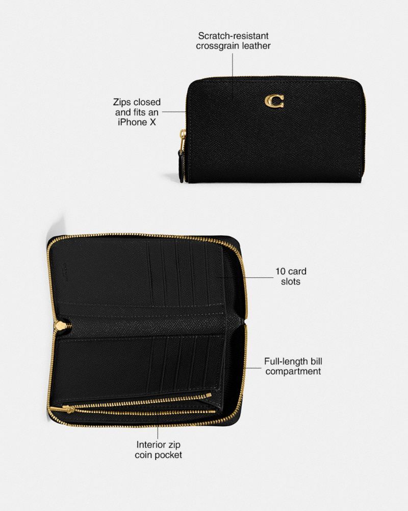 Carteiras Grandes Coach Medium Zip Around Wallet Feminino Prateadas | FHWYSXZ-48