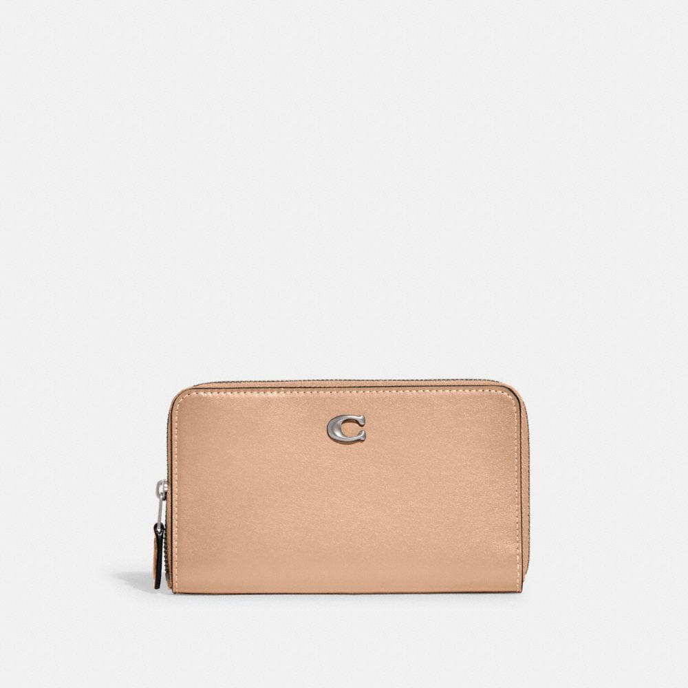 Carteiras Grandes Coach Medium Zip Around Wallet Feminino Prateadas | FHWYSXZ-48