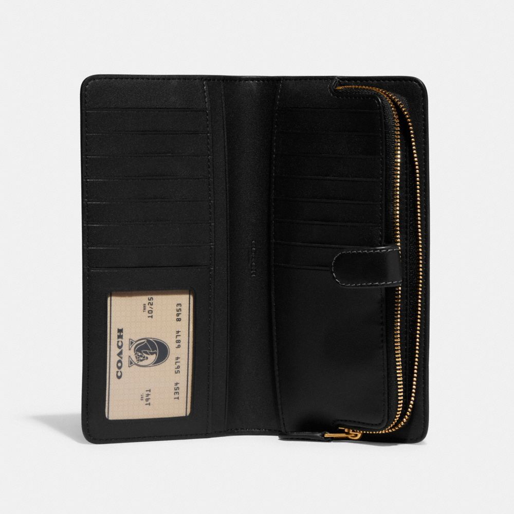 Carteiras Grandes Coach Skinny Wallet Feminino Pretas | YLNWXFU-30