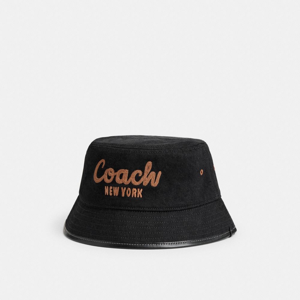 Chapeus Coach 1941 Embroidered Denim Bucket Hat Feminino Pretas | QTIFLKE-93