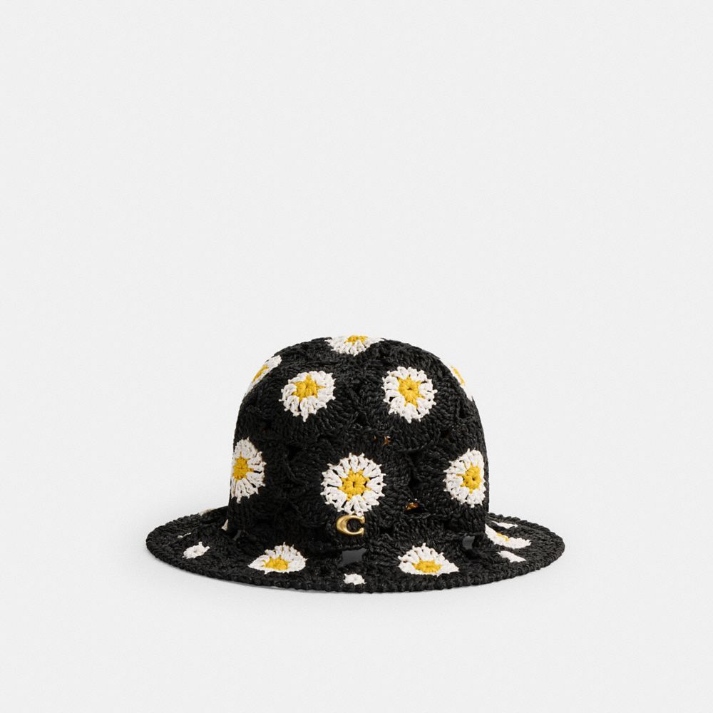 Chapeus Coach Daisy Crochet Bucket Hat Feminino Pretas | LJKGYMS-38