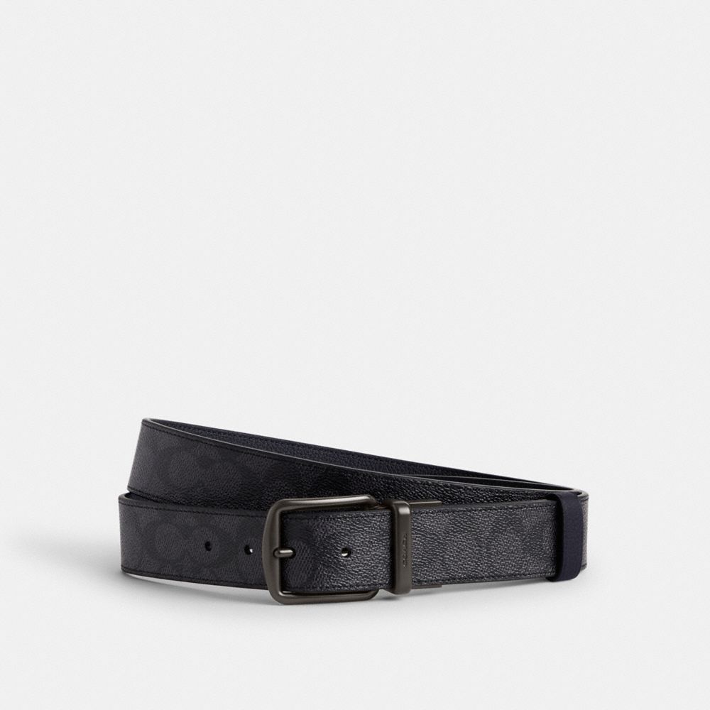 Cintos Coach Boxed Harness And Signature Buckle Cut To Size Reversible Belt, 38 Mm Masculino Cinzentas Azul Marinho | TVAKHRP-70