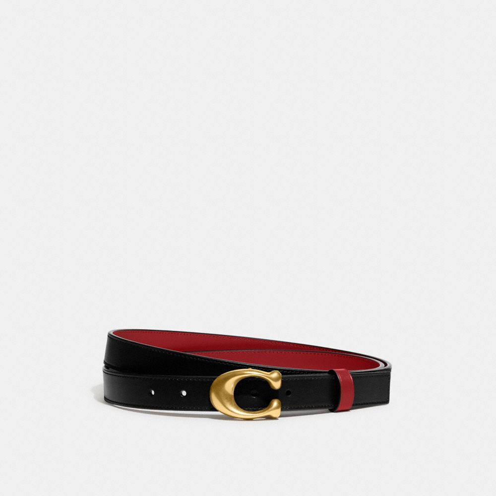 Cintos Coach Sculpted C Buckle Cut To Size Reversible Belt, 25 Mm Feminino Pretas Vermelhas | KEXMOBJ-80