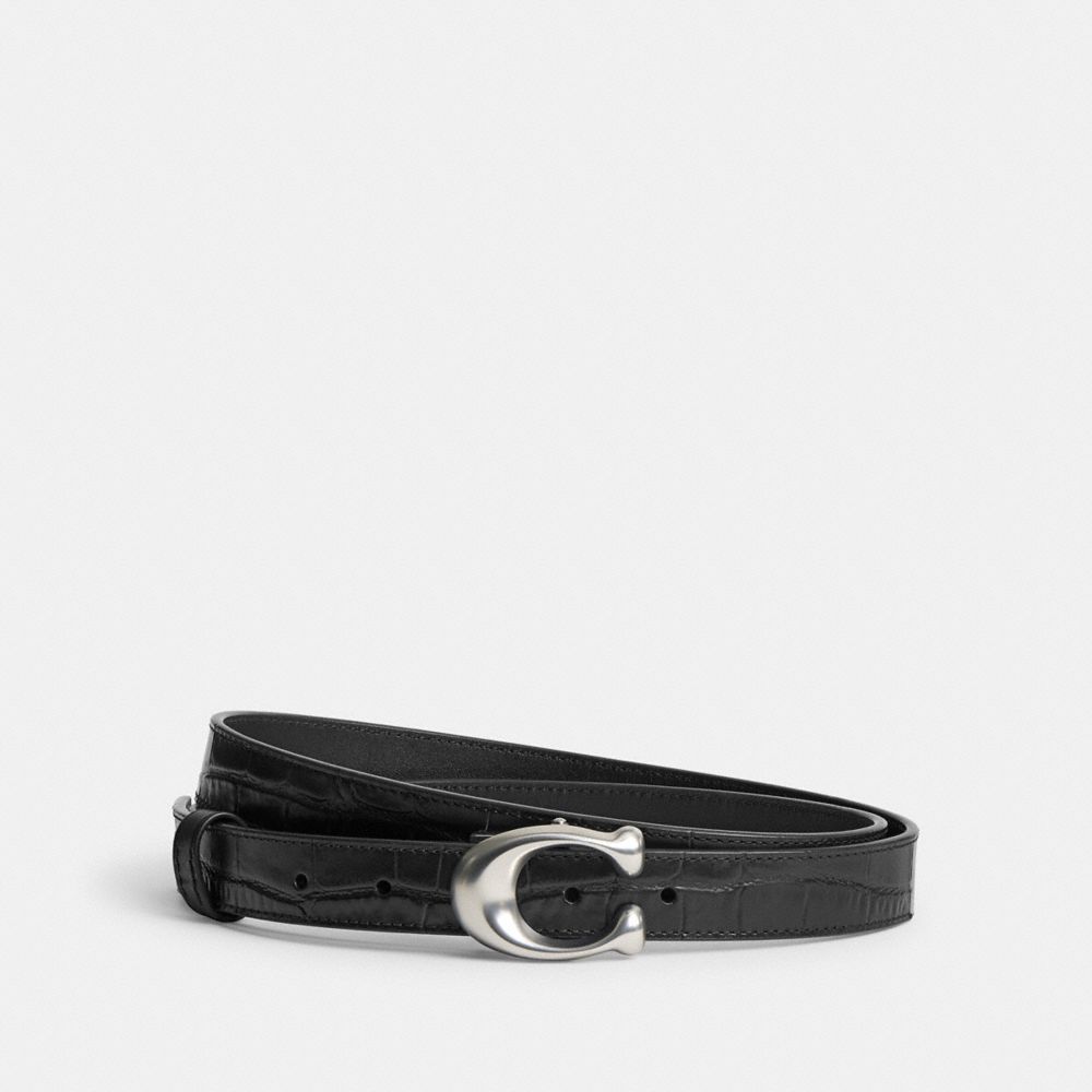 Cintos Coach Sculpted Signature Buckle Reversible Belt, 25 Mm Feminino Prateadas Pretas | JLVGWIF-46