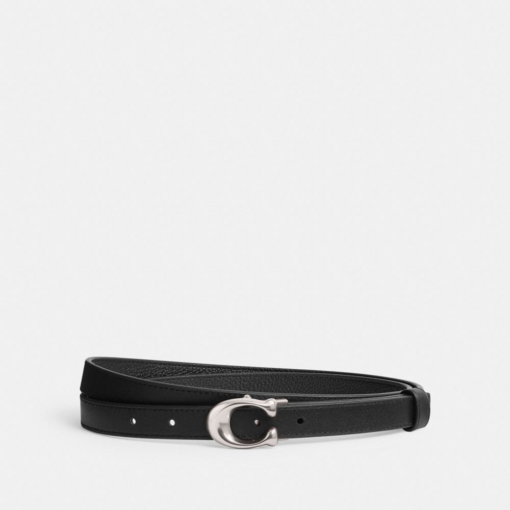 Cintos Coach Sculpted Signature Buckle Reversible Belt, 20 Mm Feminino Prateadas Pretas | QHNAMLZ-24