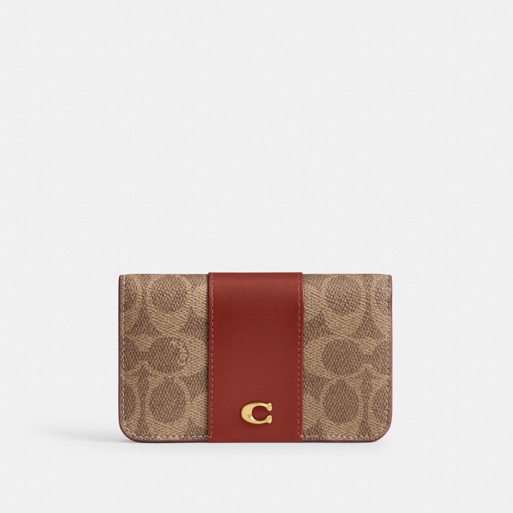 Estojo De Cartão Coach Essential Slim Card Case In Signature Canvas Feminino Marrom Vermelhas | SOXBJYK-52