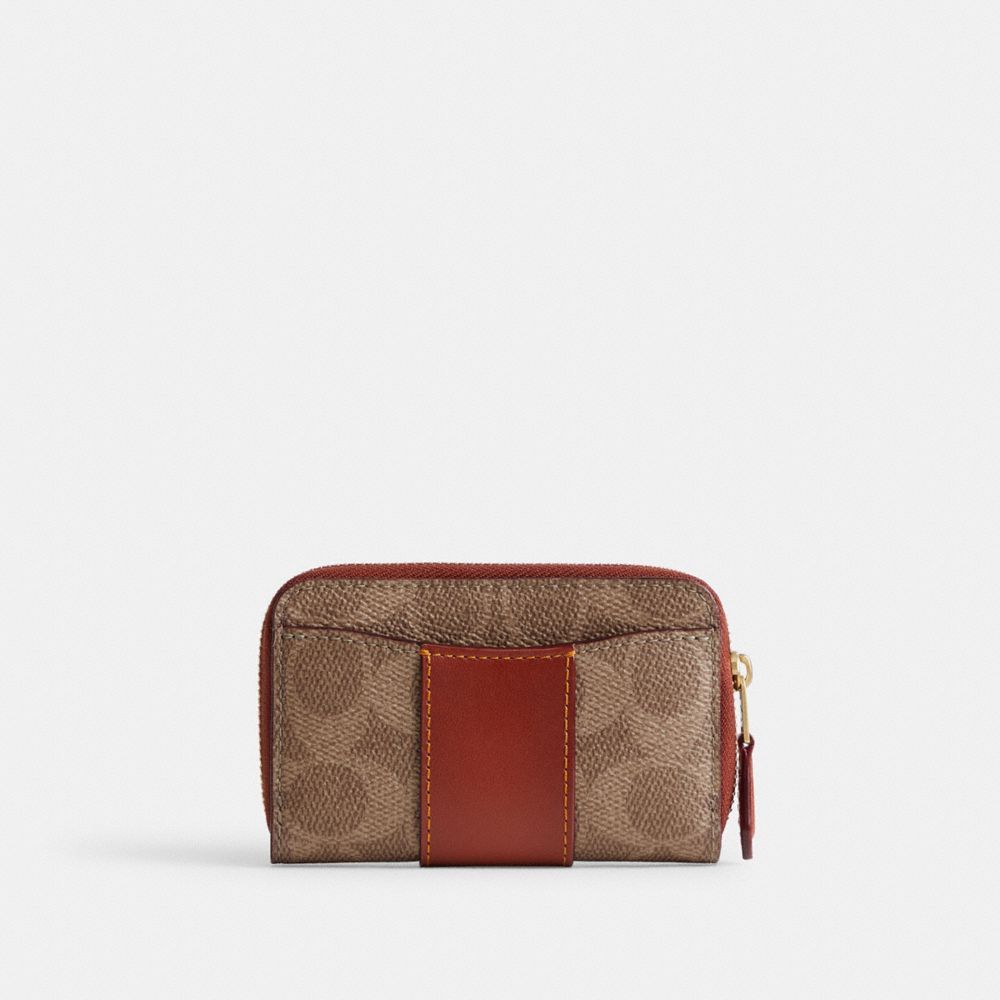 Estojo De Cartão Coach Essential Small Zip Around Card Case In Signature Canvas Feminino Marrom Vermelhas | CGOJXDU-95