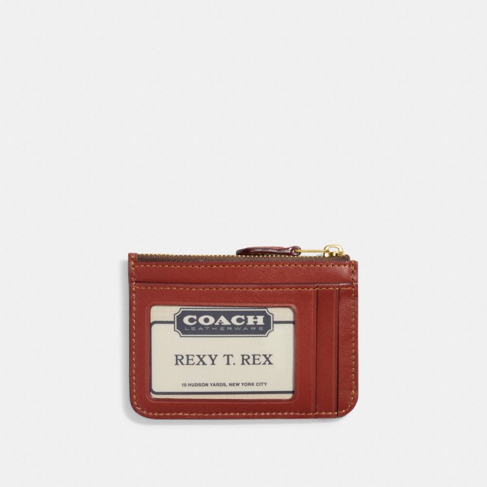 Estojo De Cartão Coach Mini Skinny Id Case In Signature Canvas Feminino Marrom Vermelhas | OXPUADK-04