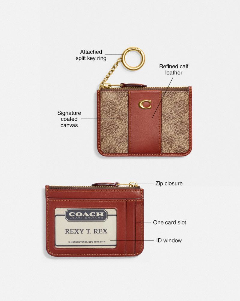 Estojo De Cartão Coach Mini Skinny Id Case In Signature Canvas Feminino Marrom Vermelhas | OXPUADK-04