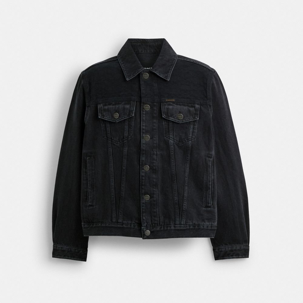 Jaquetas Coach Black Denim Jacket In Organic Cotton Masculino Pretas | JPDGWNA-42