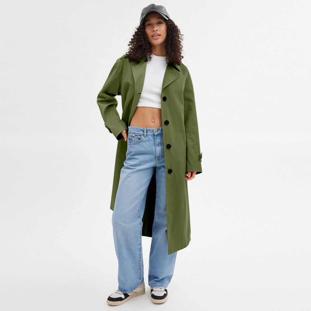 Jaquetas Coach Oversized Trench Coat Feminino Verdes | VRIHPUJ-47