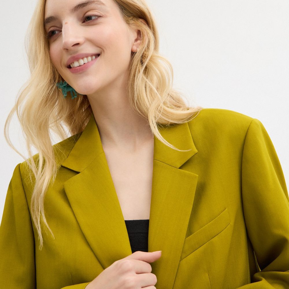 Jaquetas Coach Tailored Blazer Feminino Verdes | UVKHRSN-07