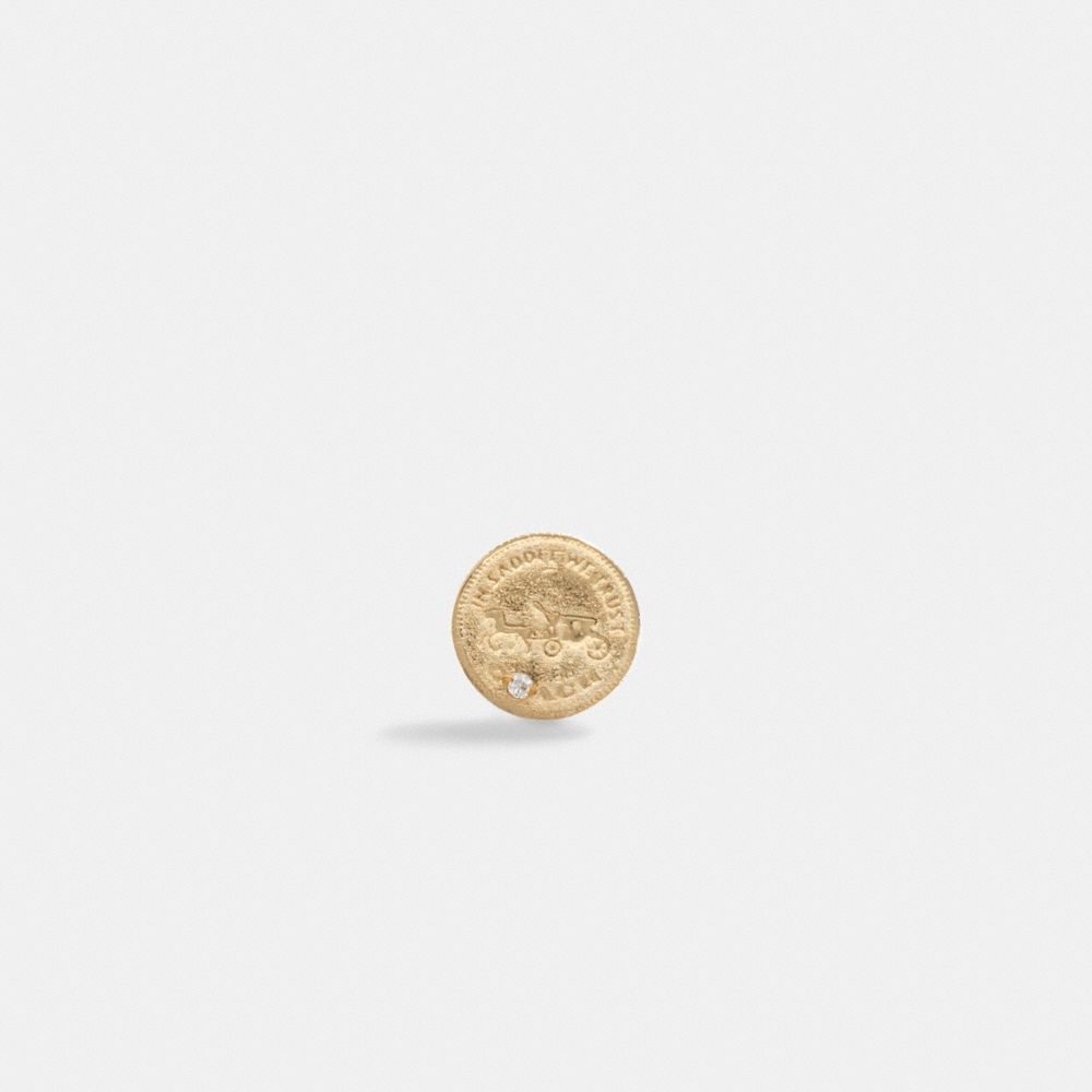 Jóias Coach 14 K Gold Coin Single Stud Earring Feminino Douradas | HYNMKOS-60