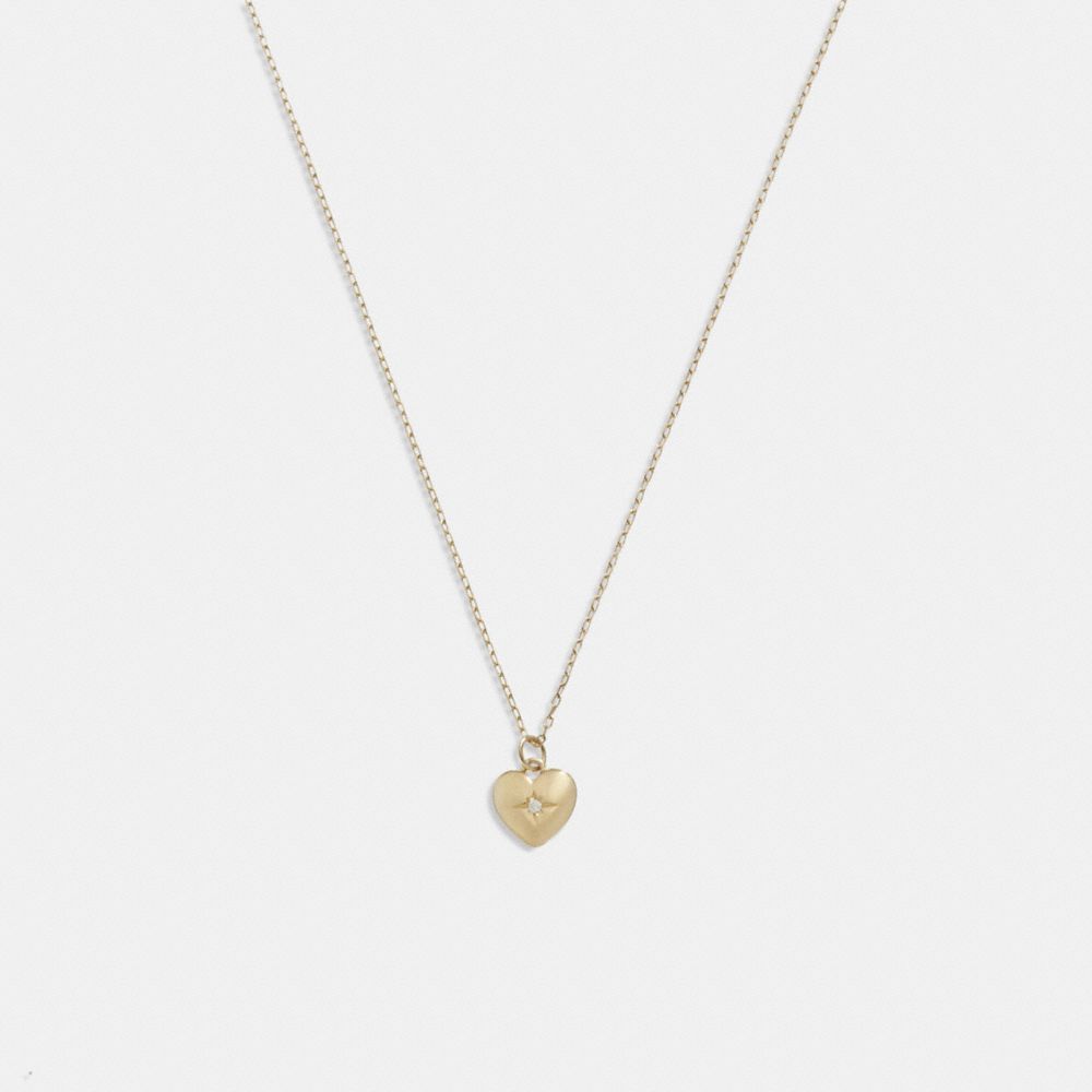 Jóias Coach 14 K Gold Heart Pendant Necklace Feminino Douradas | RWPZGHV-02