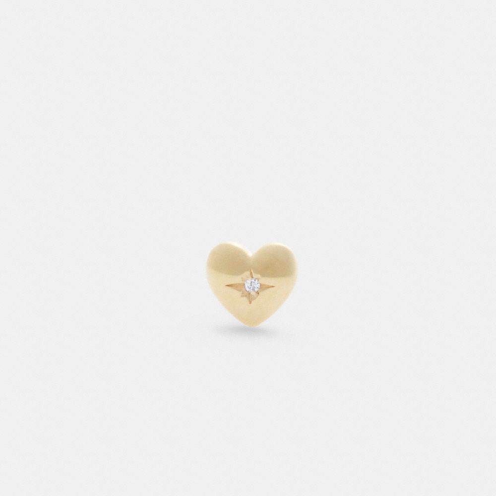 Jóias Coach 14 K Gold Heart Single Stud Earring Feminino Douradas | HBZLKCA-03