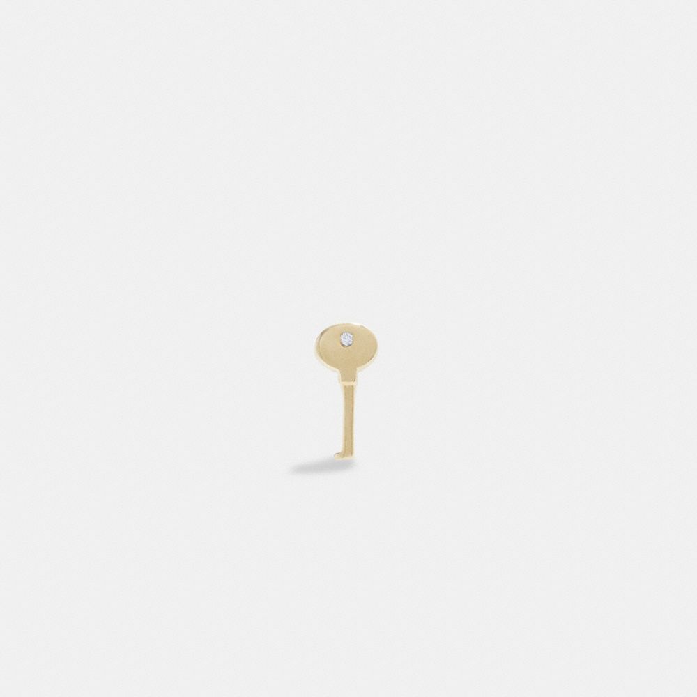 Jóias Coach 14 K Gold Key Single Stud Earring Feminino Douradas | SFZJUTG-96