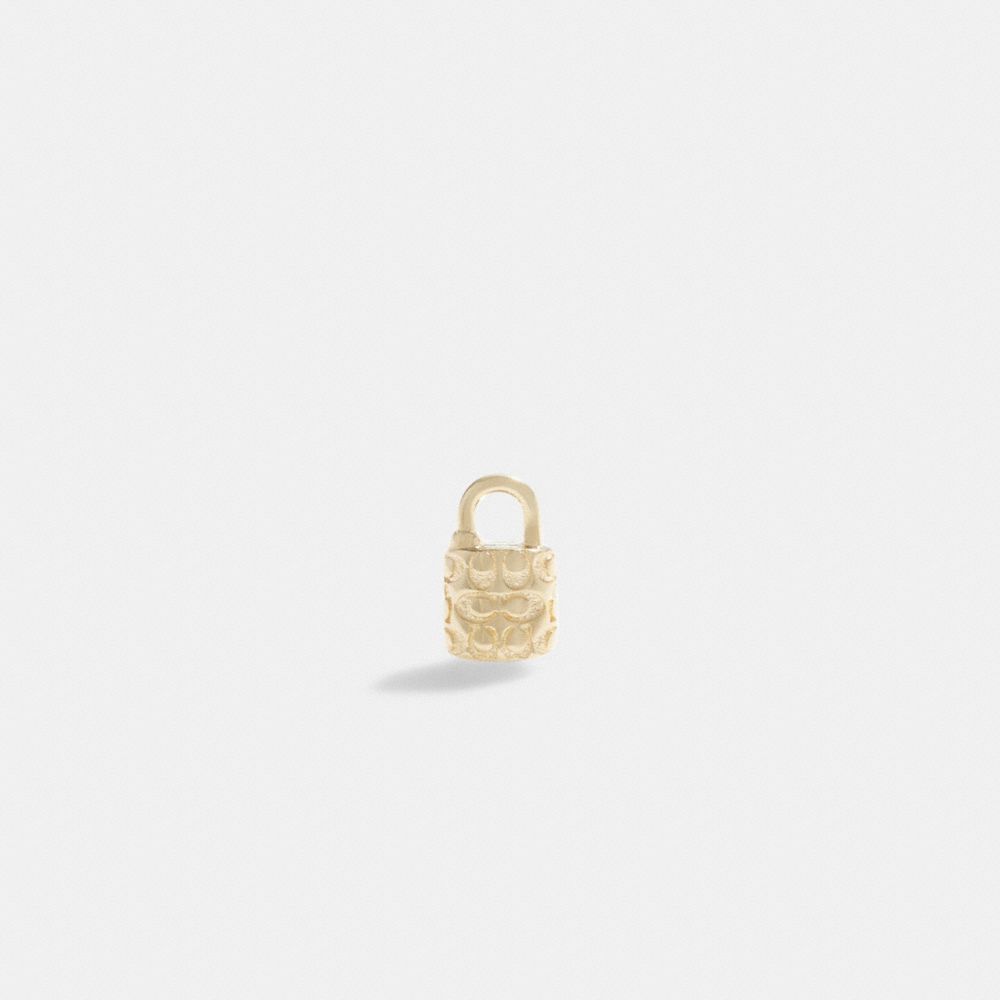 Jóias Coach 14 K Gold Quilted Signature Padlock Single Stud Earring Feminino Douradas | FVHYLAX-27