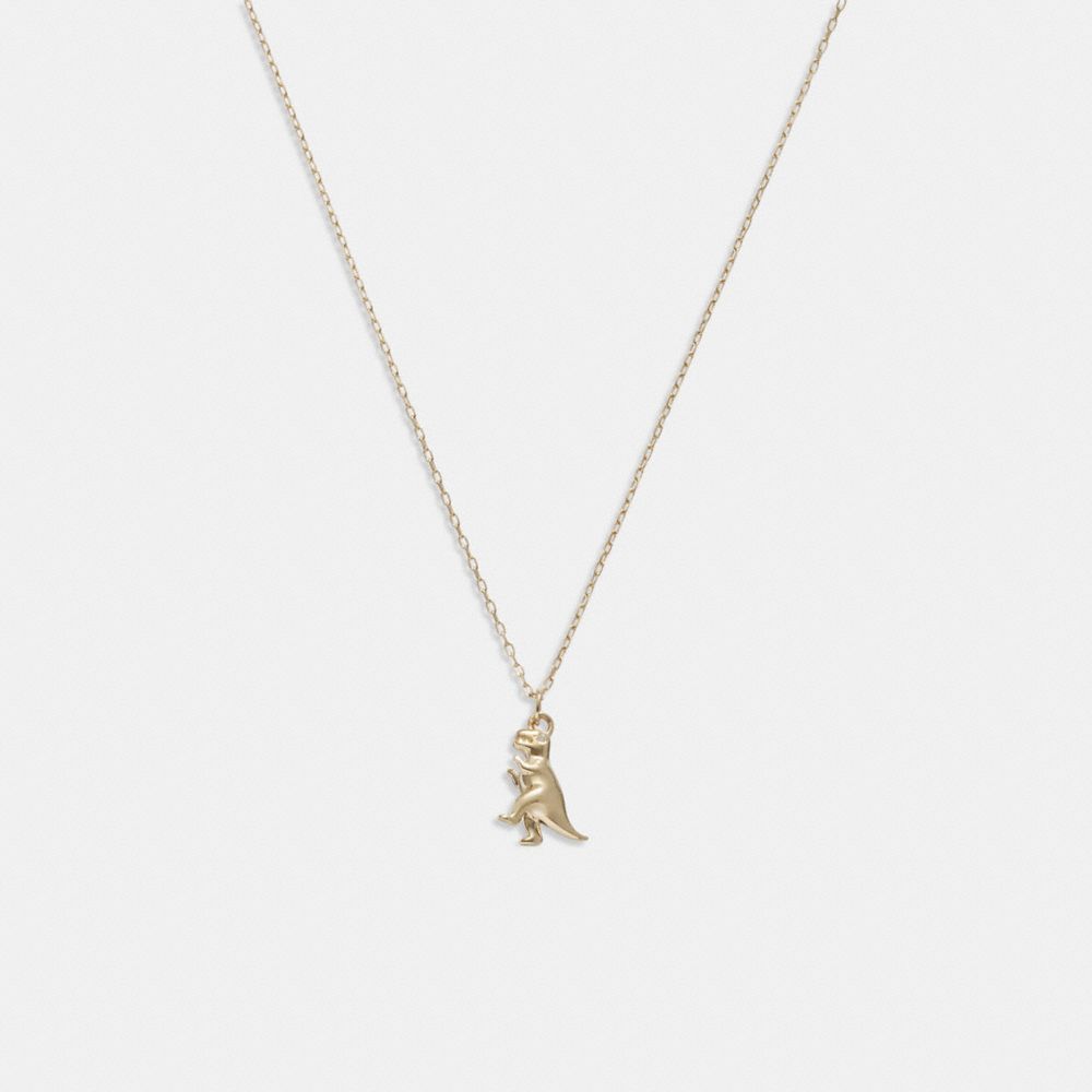 Jóias Coach 14 K Gold Rexy Pendant Necklace Feminino Douradas | ITMRPEV-75