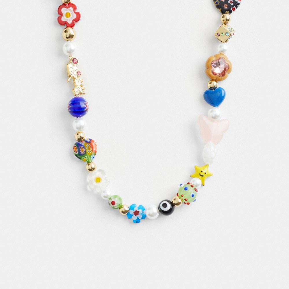 Jóias Coach Beaded Charm Necklace Feminino Douradas Multicoloridas | PAUIKCO-73