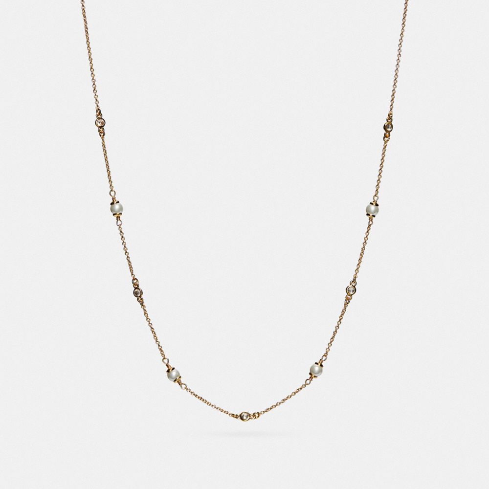 Jóias Coach Classic Crystal Pearl Necklace Feminino Douradas | OSDHBTG-87