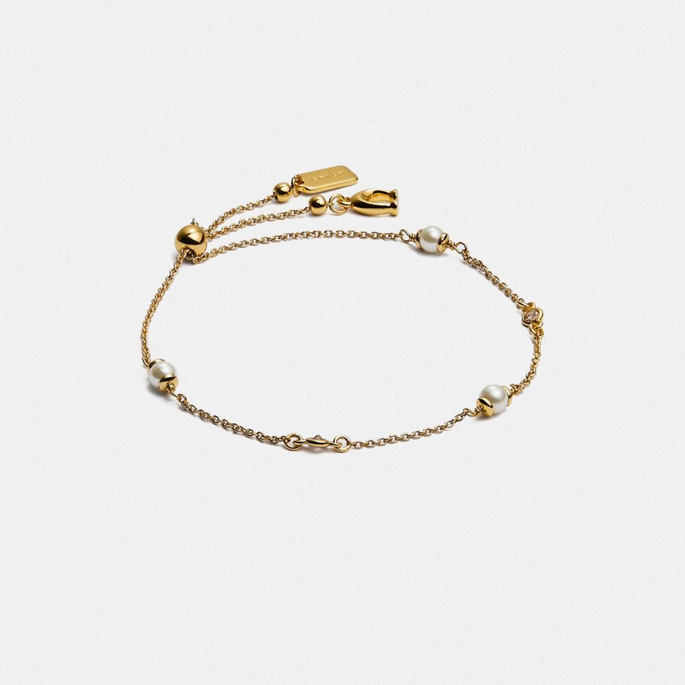 Jóias Coach Classic Crystal Pearl Slider Bracelet Feminino Douradas | WABIRKH-51